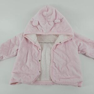 Quiltex Baby Pink Quilted Jacket 24M Bear Ear Hood Snap Front